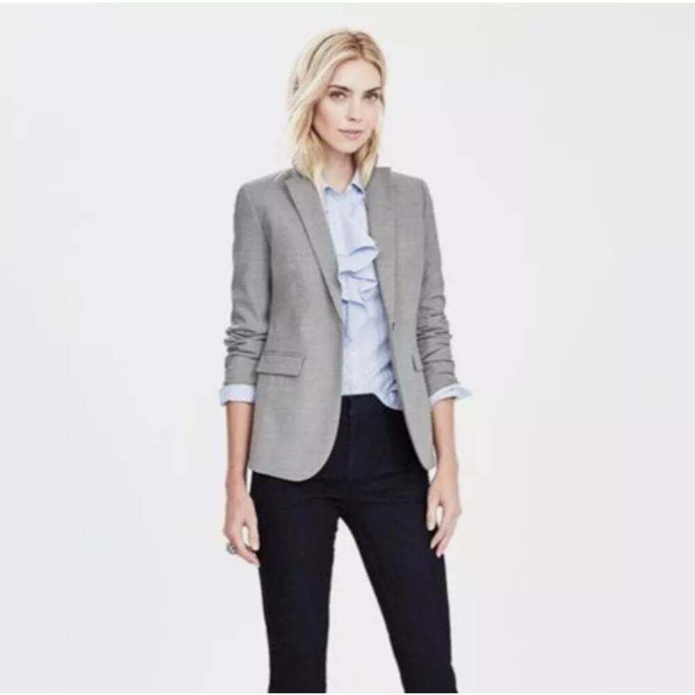 Banana Republic NWT Tailored Gray Wool Blazer Sz 4 One Button